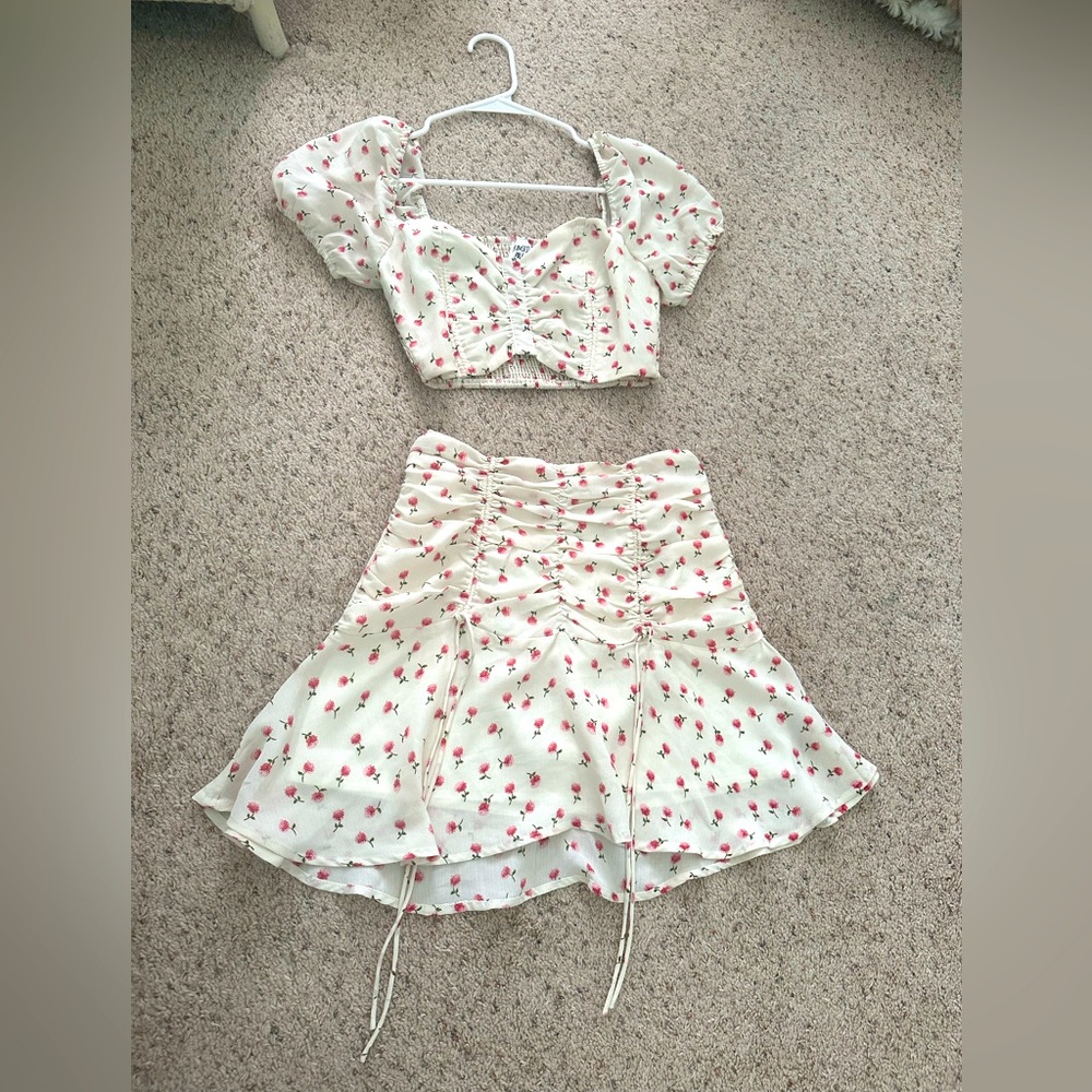Princess Polly: Cream Floral Skirt Set